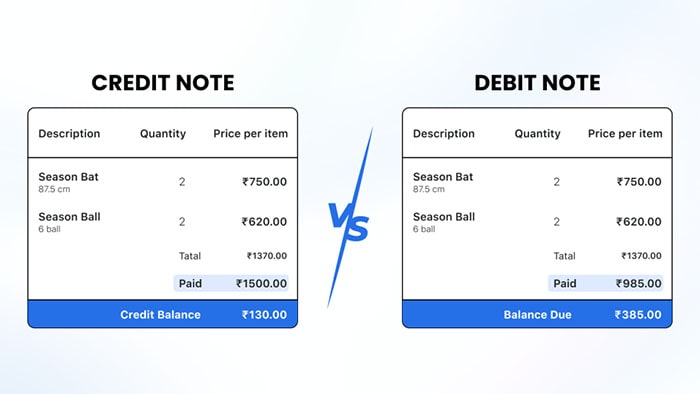 khác nhau debit note và credit note